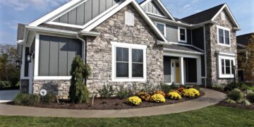 Stone exterior house exteriors veneer siding houses homes fieldstone colors field rock ideas choose paint accent vinyl stacked board fake
